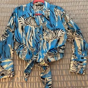 Zebra print satin blouse
